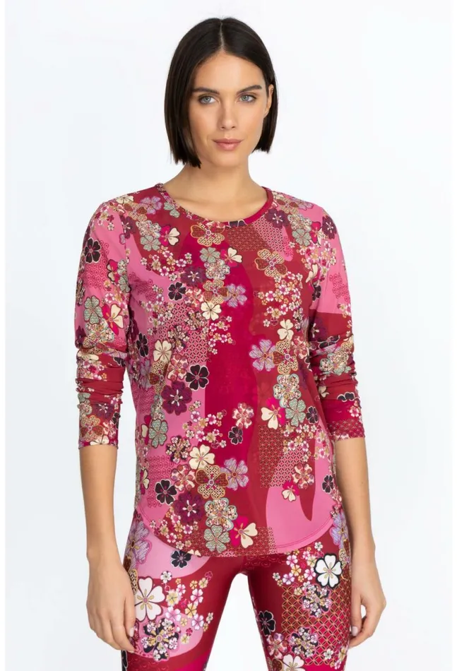 Women Yama Long Sleeve Mesh Tee Yama Johnny Was Tops