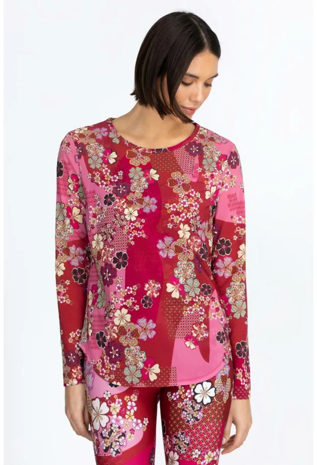 Women Yama Long Sleeve Mesh Tee Yama Johnny Was Tops