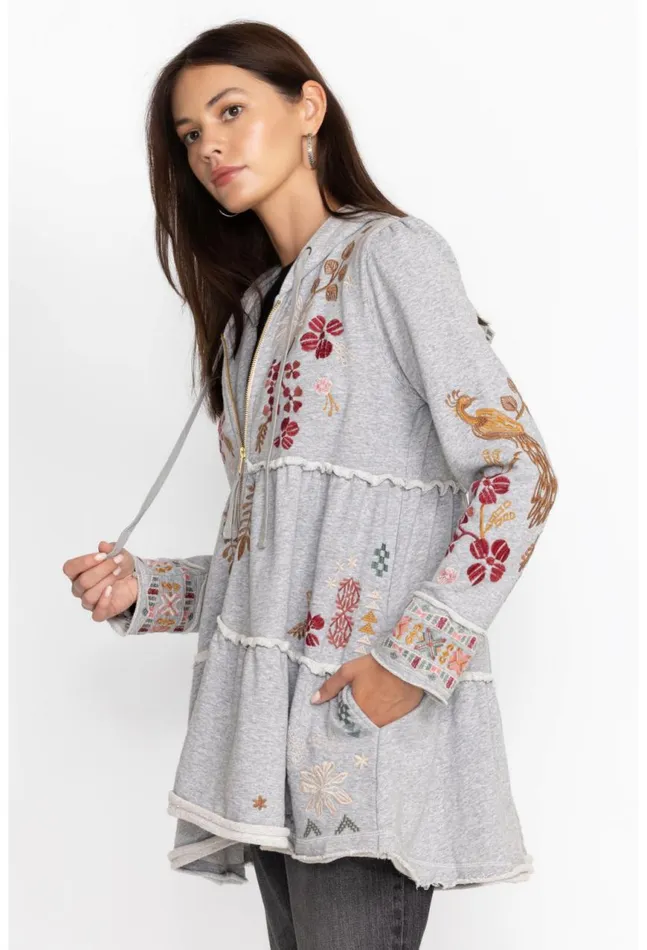 Women Zuzu Tiered Hoodie Light Heather Johnny Was Outerwear