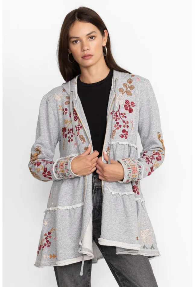 Women Zuzu Tiered Hoodie Light Heather Johnny Was Outerwear