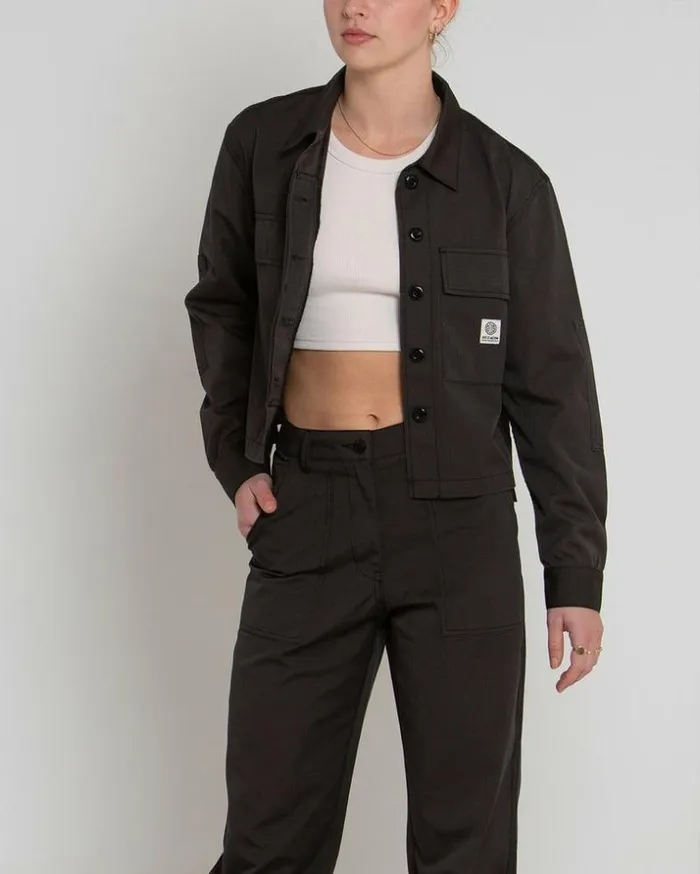 Womens Deus Ex Machina Jackets Cropped BDU Shirt 8211 Anthracite Anthracite