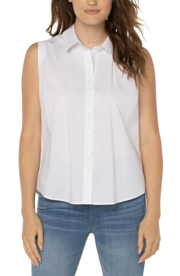 WOVEN TOPS Women Liverpool Los Angeles SLEEVELESS BUTTON FRONT SHIRT White