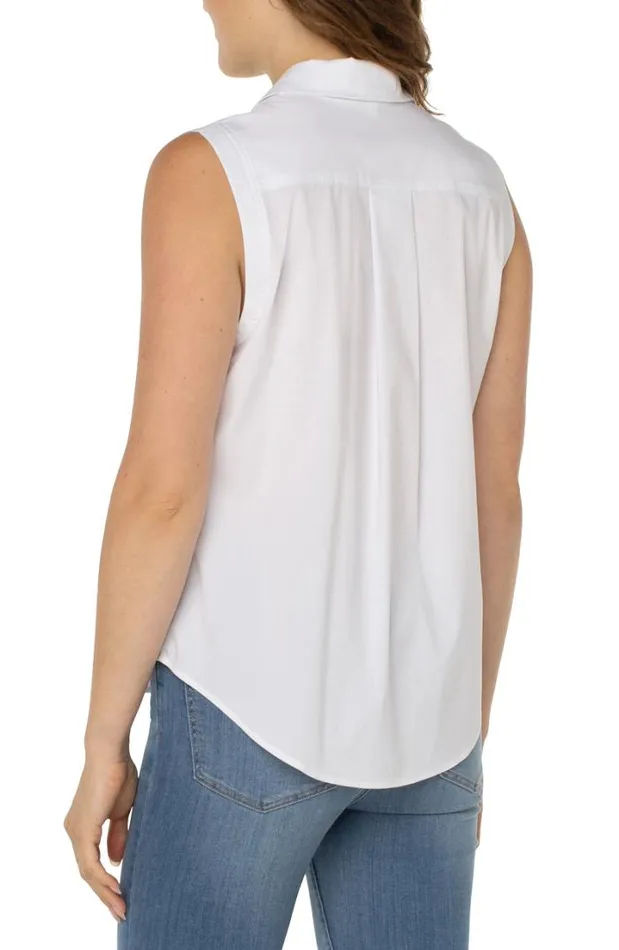 WOVEN TOPS Women Liverpool Los Angeles SLEEVELESS BUTTON FRONT SHIRT White