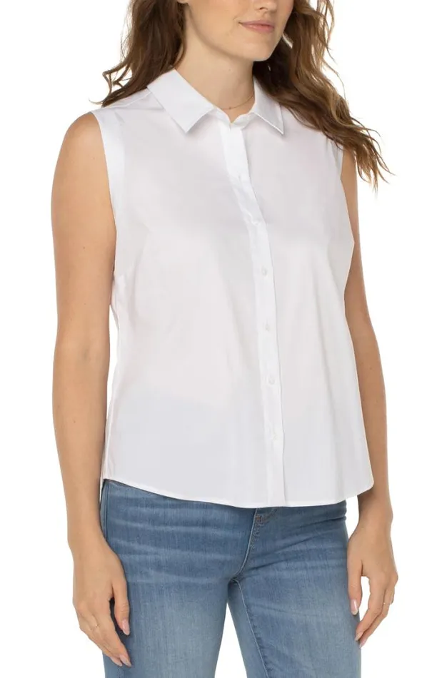 WOVEN TOPS Women Liverpool Los Angeles SLEEVELESS BUTTON FRONT SHIRT White