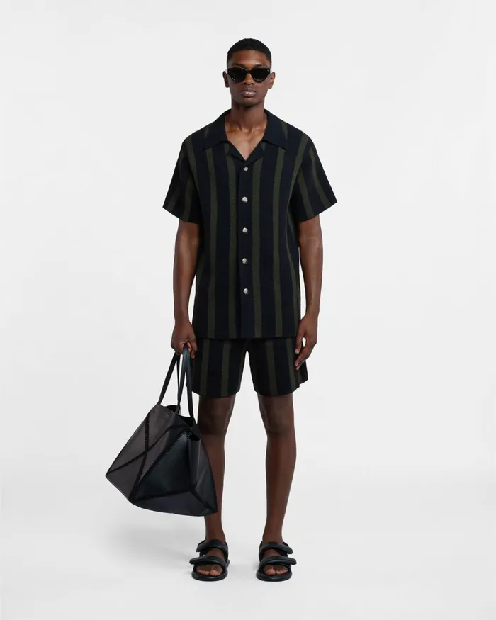 Ziko Stripe Dark Khaki Black Men Nanushka Knitwear