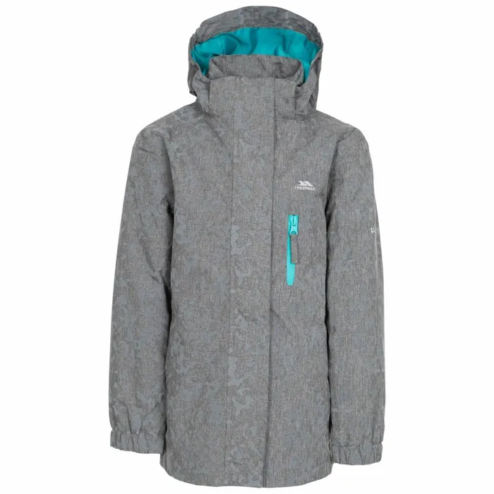 Zoey Reflective Waterproof Jacket Grey Kids Trespass Waterproof Jackets